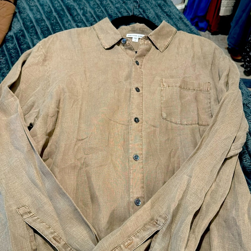 Tan colored James Perse button down shirt